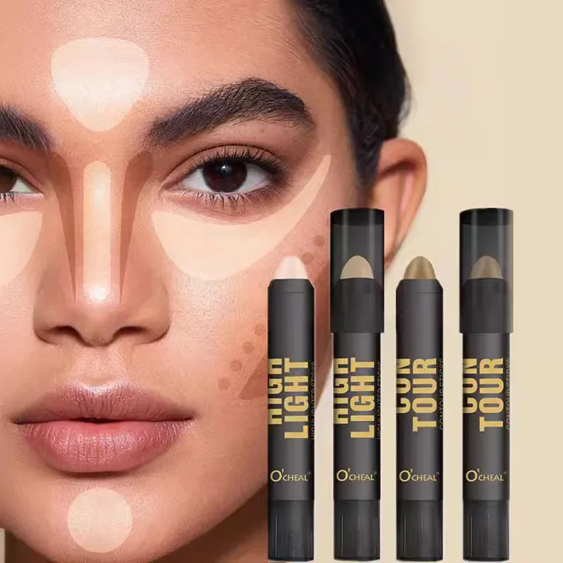 Waterproof  Highlighter Contouring Bronzer Stick Long Lasting Brightening Concealer Pencil 3D Face Nose Shadow Makeup Corrector