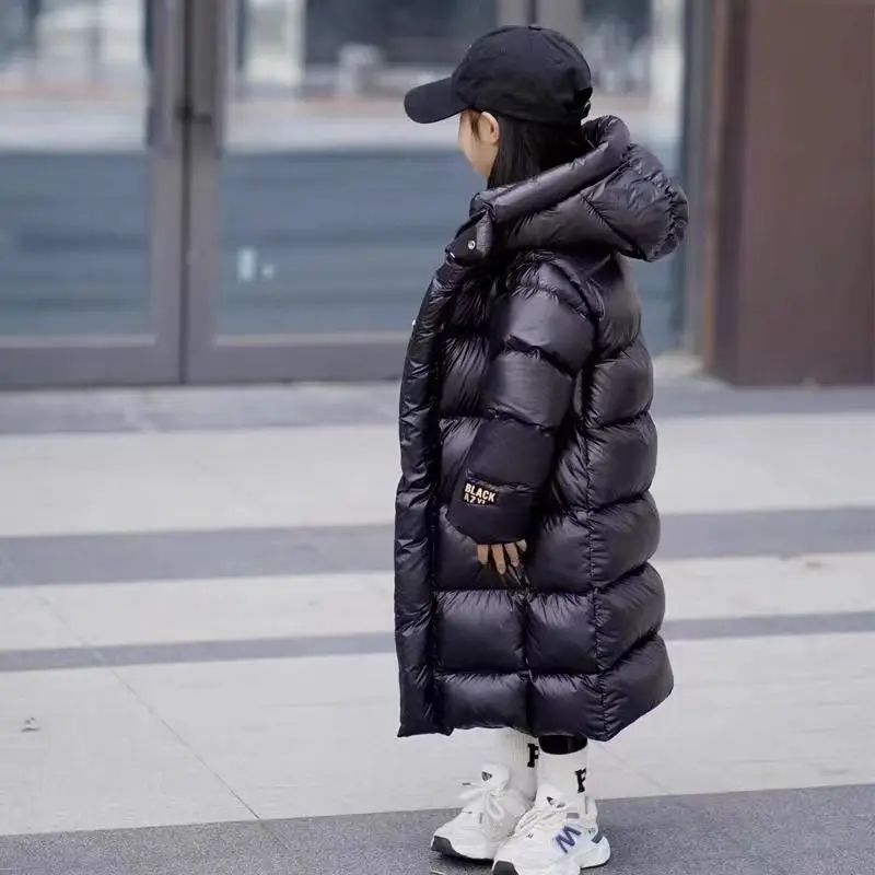 New Kids Girls Winter Down Cotton Coat Korean Edition Children's Thickened Cotton Coat Baby Thickened Clothing Knee Length