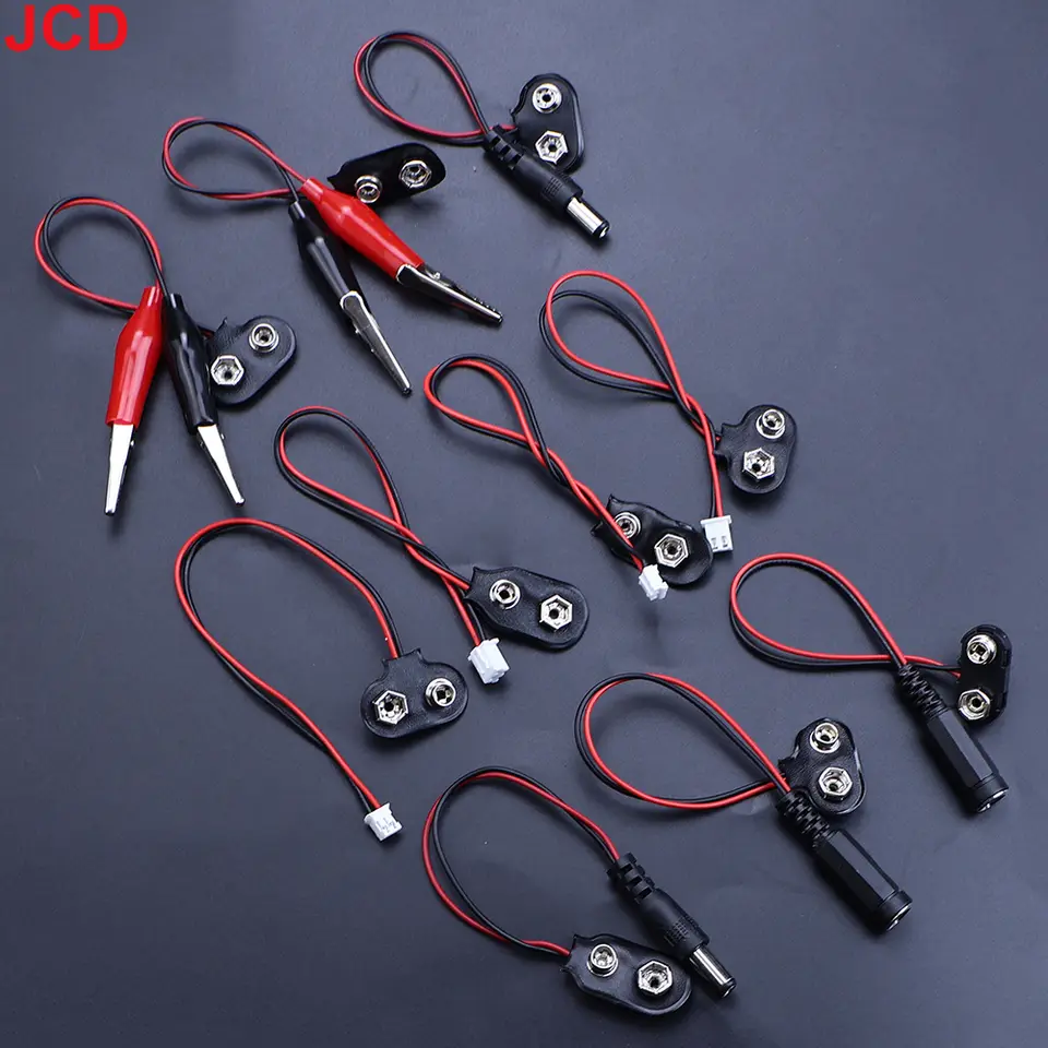 5pc 9V Battery Connector Power Clips DC Jack Male Female Alligator Snap Adapter Wire Holder Cable 9 Volt Lead Socket Plug Barrel image 2