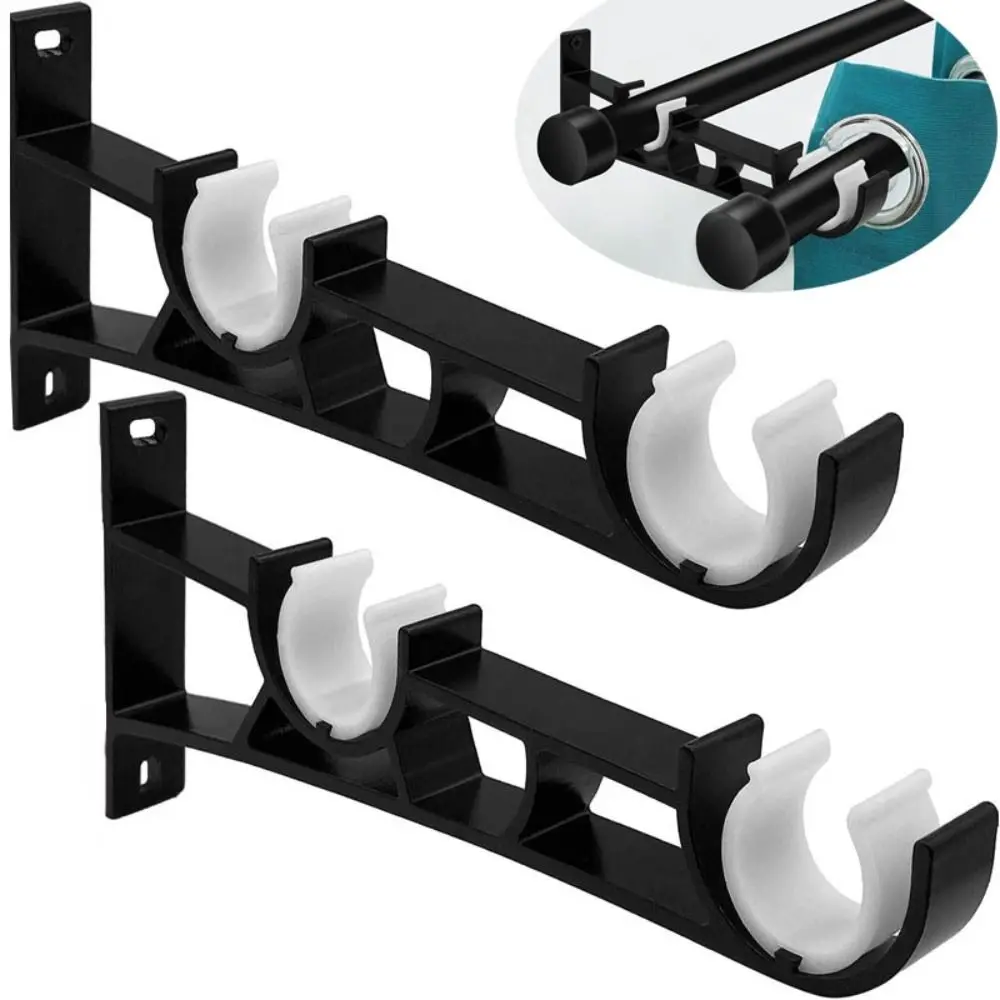 Black Aluminium Alloy Heavy Duty Curtain Rod Brackets
