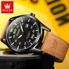 OLEVS 9962 Fashion Quartz Watch Gift Round-dial Genuine Leather Watchband Calendar 4