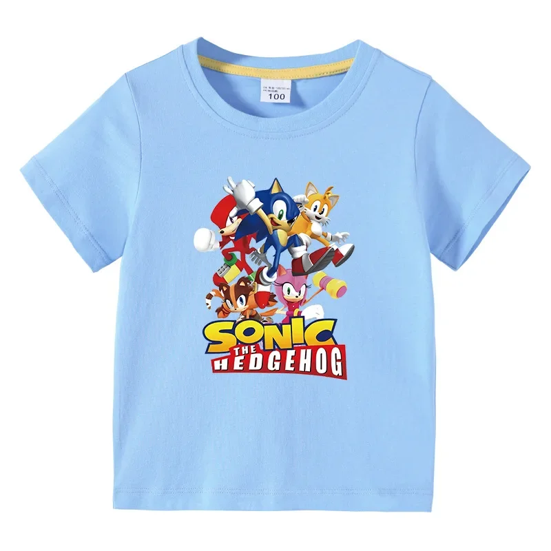 

2023 New Sonic Children's Clothing Korean Version Children's Summer Short-sleeved T-shirt Boys and Girls T-shirt Top
