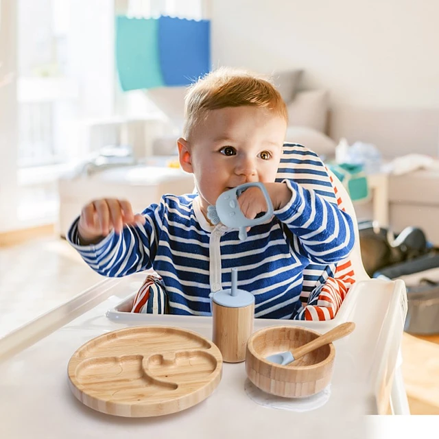 Bopoobo Baby Bowls Plates Spoons Silicone Suction Feeding Food Tableware  BPA Fre