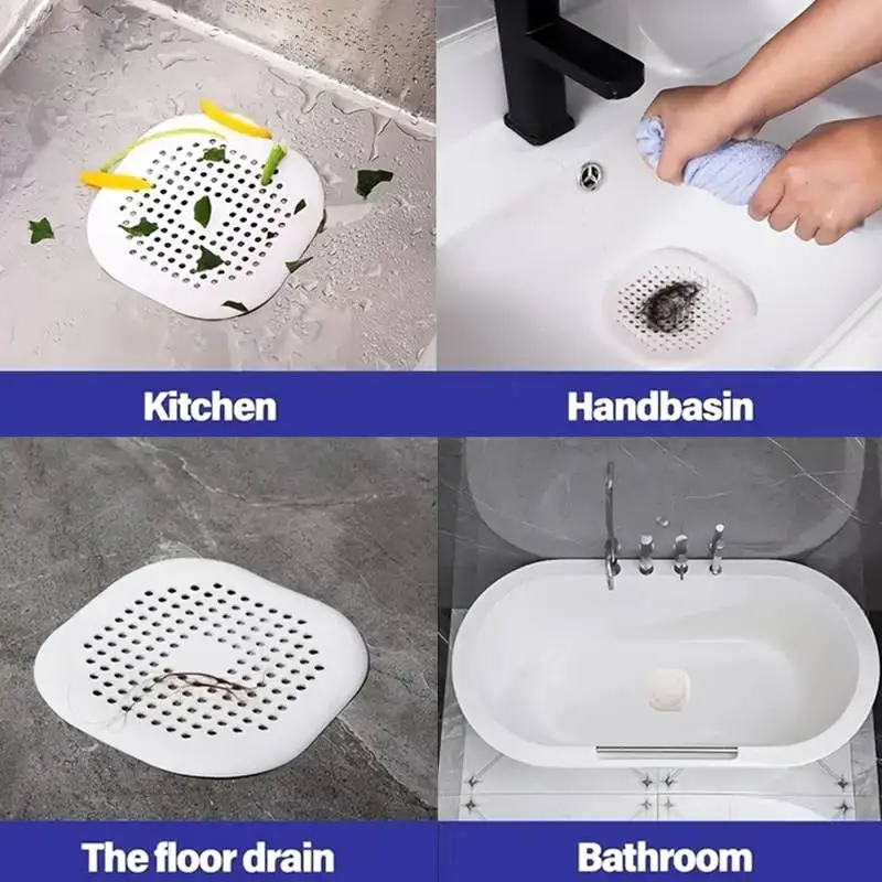 Silicone Square Shower Drain Cover Prevents Sink Clogging Shower Drain Strainer Adsorption Sink Strainer Convenient shower drain cover sink strainer sink filter shower drain filter kitchen sink strainer hair drain catcher