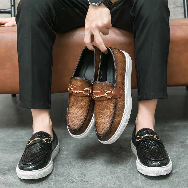 Men Casual Business Vulcanized Shoes One Foot Outdoor Comfortable Walking Shoes British Business Loafers Sizes 38-46 Men Shoes 6