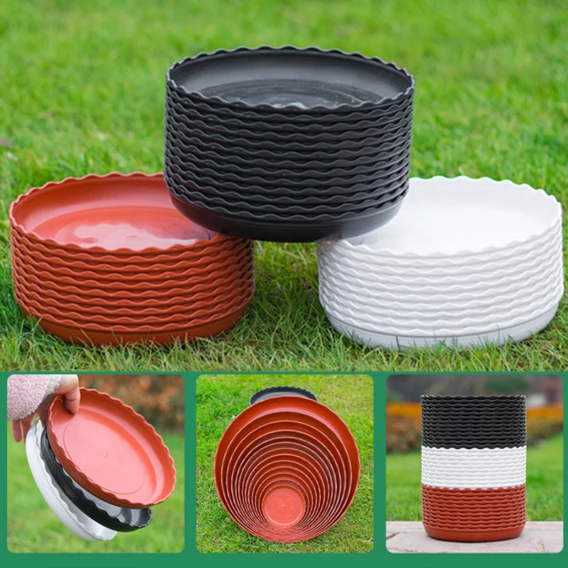 5Pcs Plant Pot Trays Flower Pot Base Thickened Round Flowerpot Drain Trays Home Garden Pots & Planters Supplies Inner Dia 9-22CM