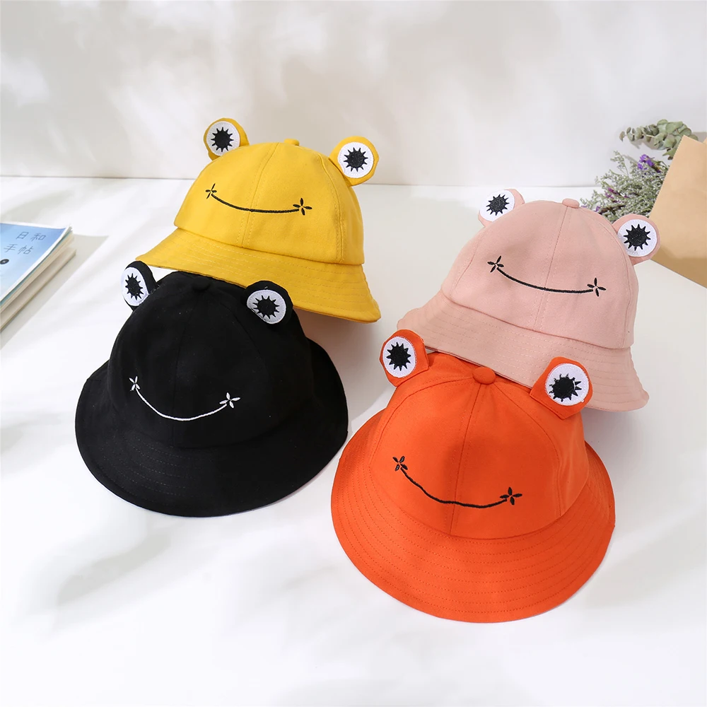 Parent-Kid Cartoon Frog Bucket Hat Panama Fishing Cap Cute Froggy