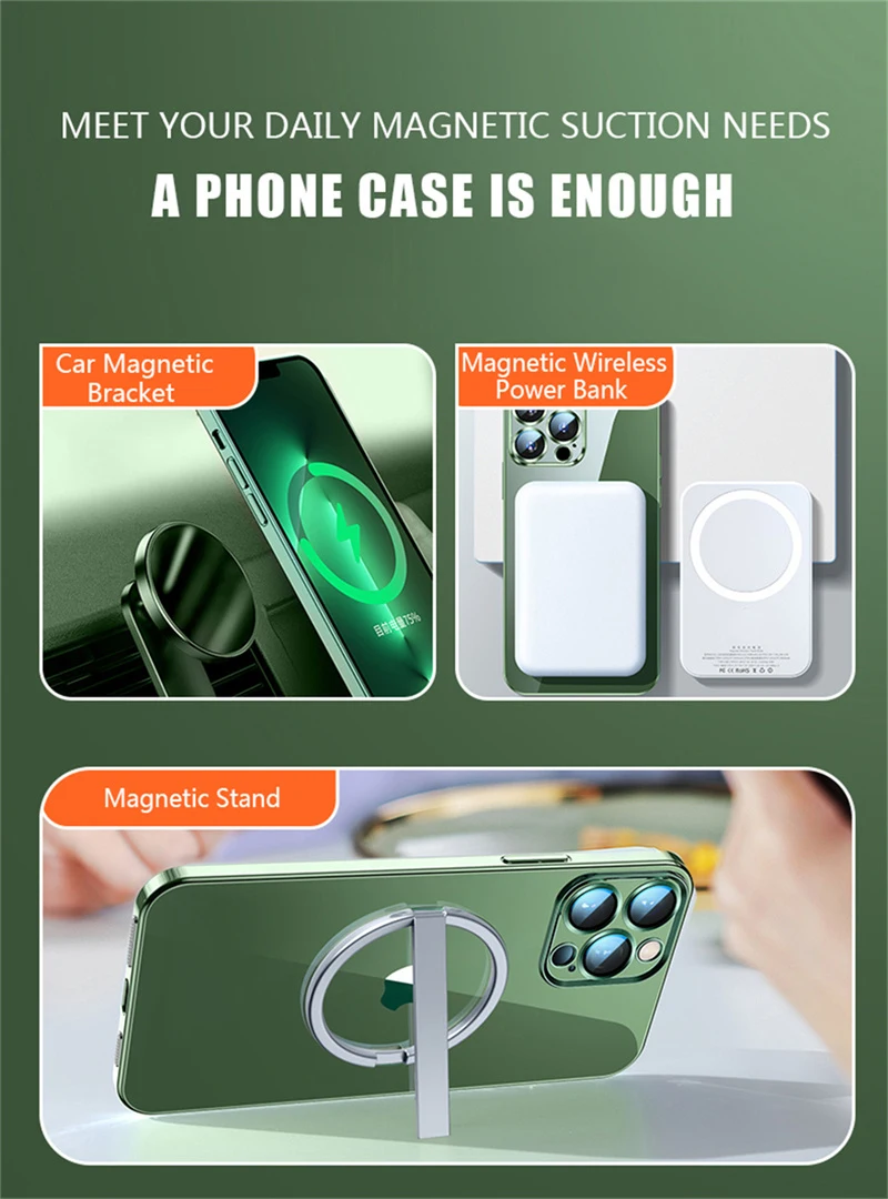 Luxury Plating Clear Magnetic Wireless Charge Case For iPhone 13Pro 12 11 Pro Max Soft Silicone Transparent Cover with Lens Film iphone 13 mini case