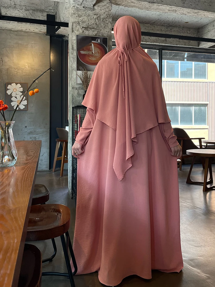 라마단 투피스 세트, 롱 키마르 원피스 무술만 앙상블, 이슬람 아바야 여성 기도복, 사우디 기도 원피스, 이드 니카브 질밥 