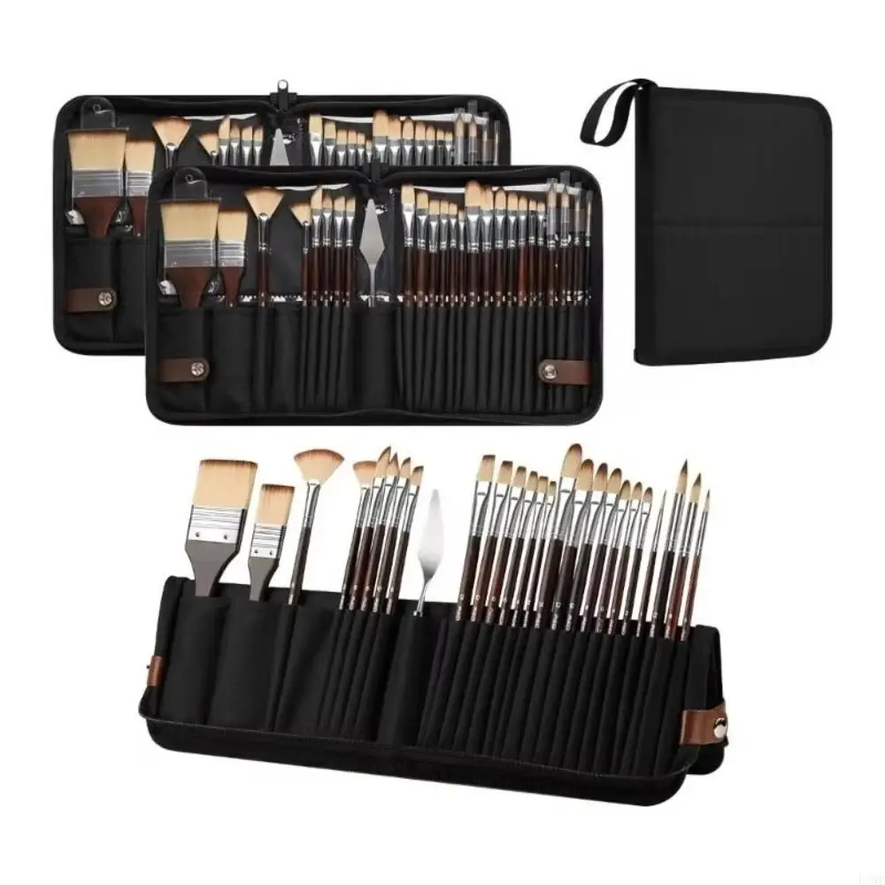 26pcs 펜 커튼 아트 페인팅 도구 세트 나무 막대 휴대용 수채화 브러쉬 아트 키트 페인팅 브러쉬 세트 미술 용품
