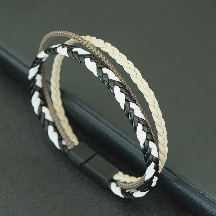 Handmade Braided Leather Men Bracelet