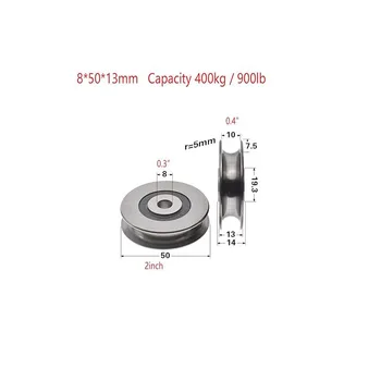 1Pc Stainless Steel Deep U-Groove Ball Bearing Pulley, Metal Pulley, Wheel Bearings, Wire Rope Pulley 8mm/0.3"