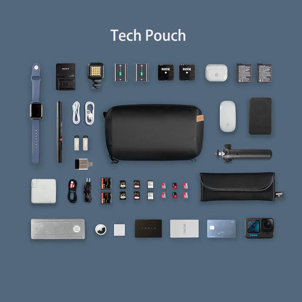 Borsa Organizer Tech PGYTECH - Per Accessori Elettronici, Cavi, Power Bank, Schede SD, Nero - Foto 10