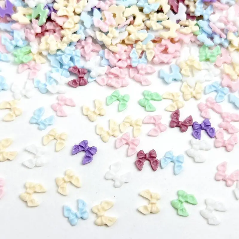 50PCS 3D 마카롱 하트 보우 네일 매력 수지 나비 꽃 네일 아트 장식 액세서리 DIY 매니큐어 공예품