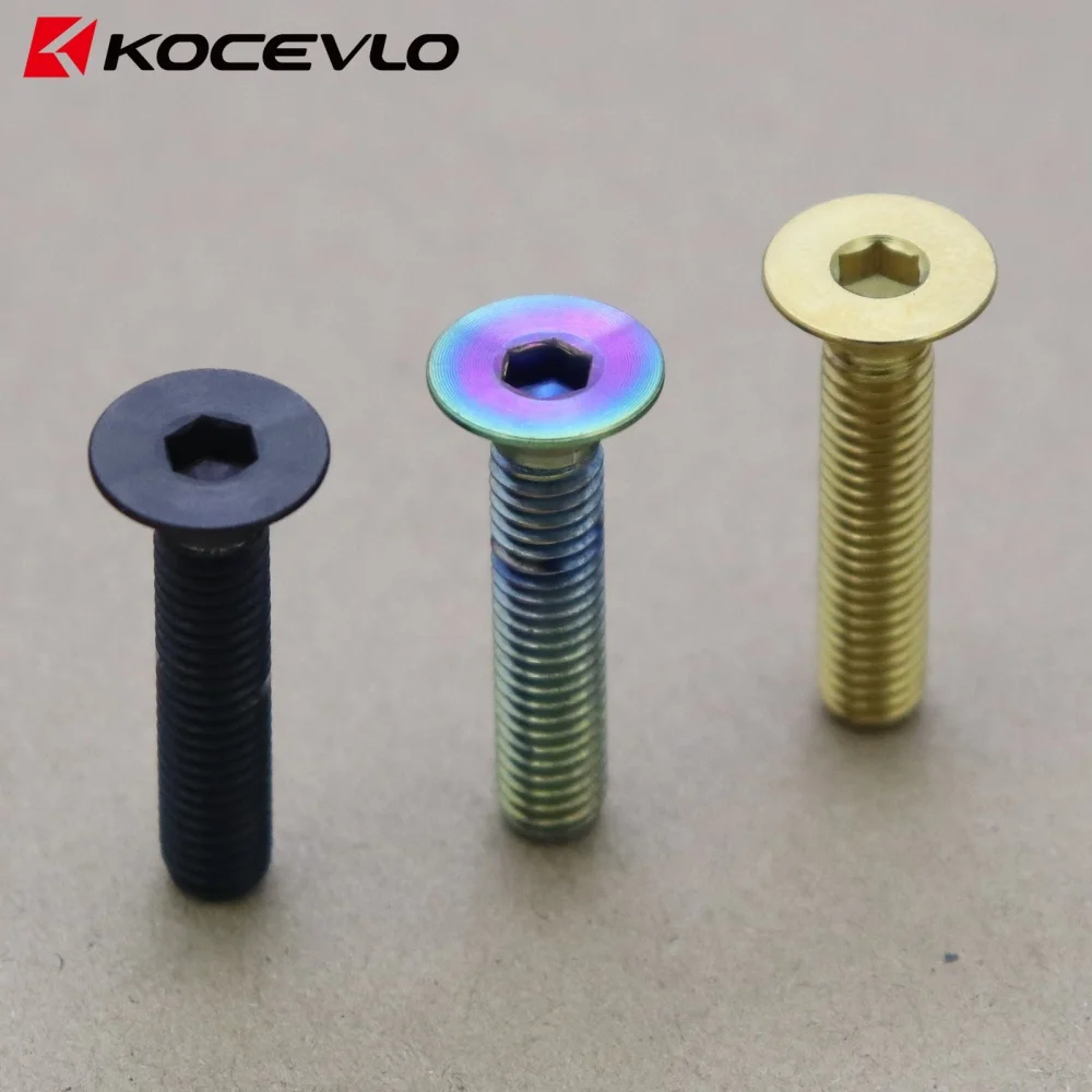 KOCEVLO Bicycle Headset Bolts Titanium M6*30mm CNC Countersunk Head MTB BMX Bikes Stem Top Cap Ti Retaining Screw