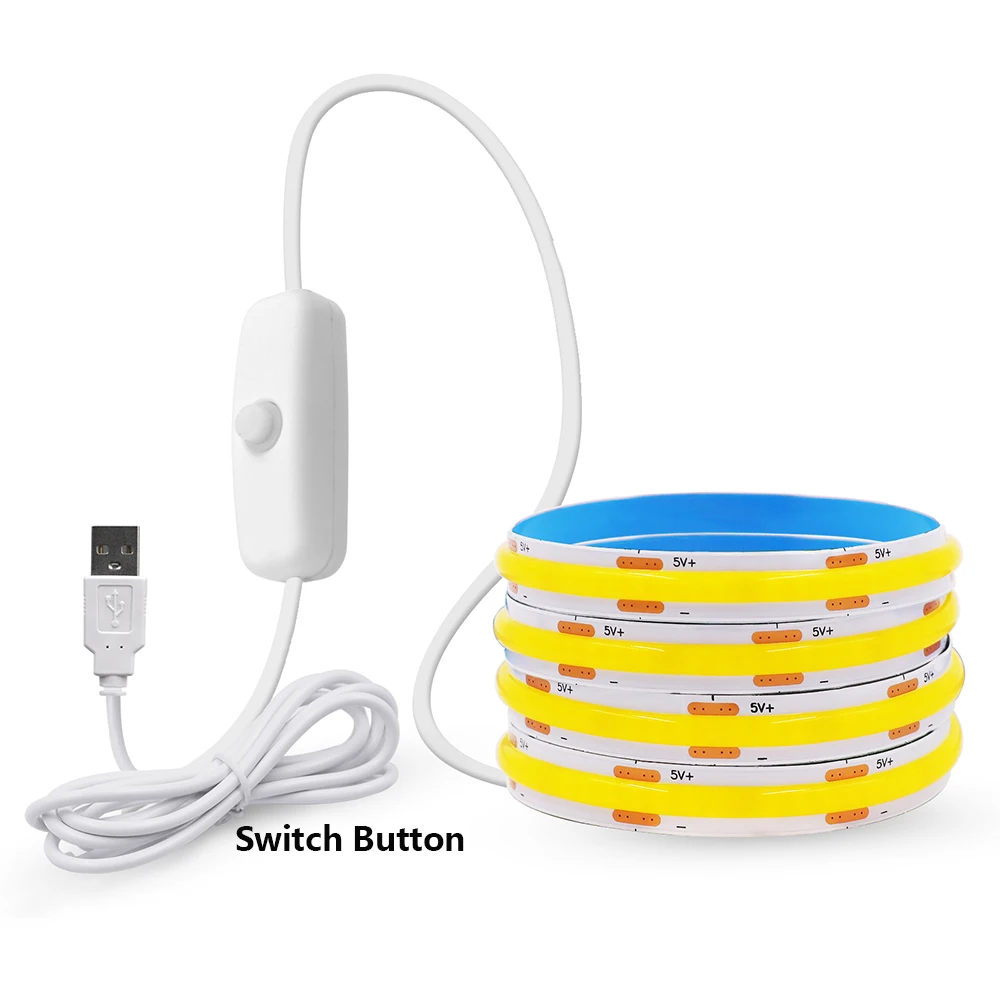 ตัวเลือกสินค้า ไฟ LED COB ยืดหยุ่น USB 320 หลอด สีสดใส 3 ปุ่มปรับแสง