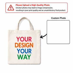 Personalized Printed Tote Bag - Stylish Reusable Polyester Shoulder Bag, Customizable with Your Photo, Text, or Logo; Perfect Gift or Souvenir - 40X35CM (Custom Photo)