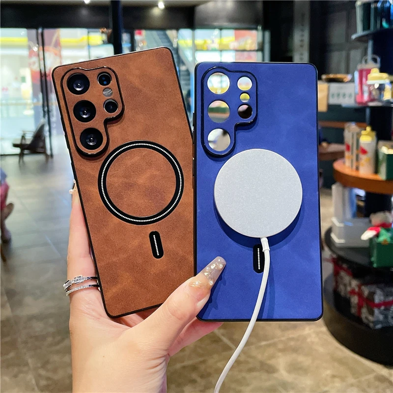 Vintage Sheepskin Matte Magnetic Frosted Case with Wireless Charging Cover