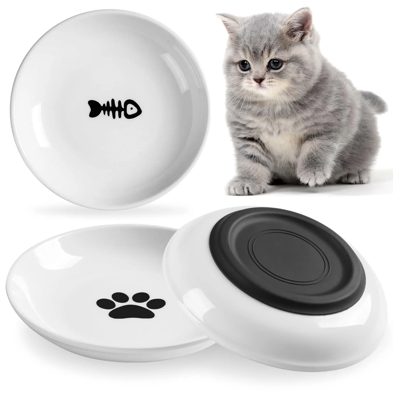 Pet Cat Bowl Snack Canned Tray Not Easy To Tip Over Silicone Bottom Cat Food Bowl Porcelain Cat Plate Dog Food Bowl Pet Supplies Pet Cat Bowl Snack Canned Tray Not Easy To Tip Over Silicone Bottom Cat Food Bowl Porcelain Cat Plate Dog Food Bowl Pet Supplies