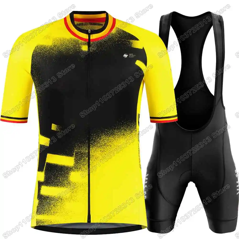 2025 France Tour Team Cycling Jersey Set Belgium Wout van Aert Jonas Vingegaard Cycling Clothing Men Road Bike Shirts Bib Shorts 3