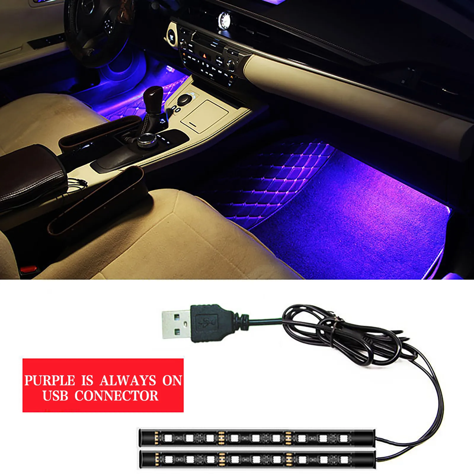 

Atmosphere Decorative Ambient Light LED Car Interior Ambient Foot Light with USB RGB Auto Interior Decorative Atmosphere Lights