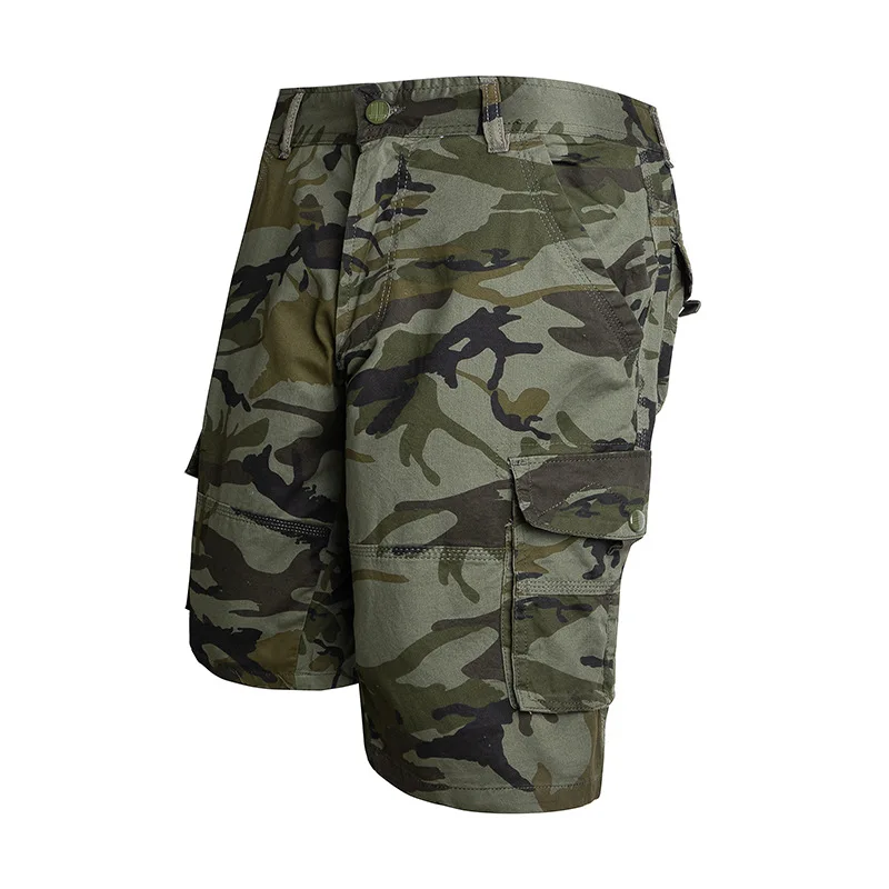 Summer Camouflage Cargo Shorts Men Stretch Cotton Drawstring Work Wear Straight Casual Shorts Male Loose Bermuda Short Pants