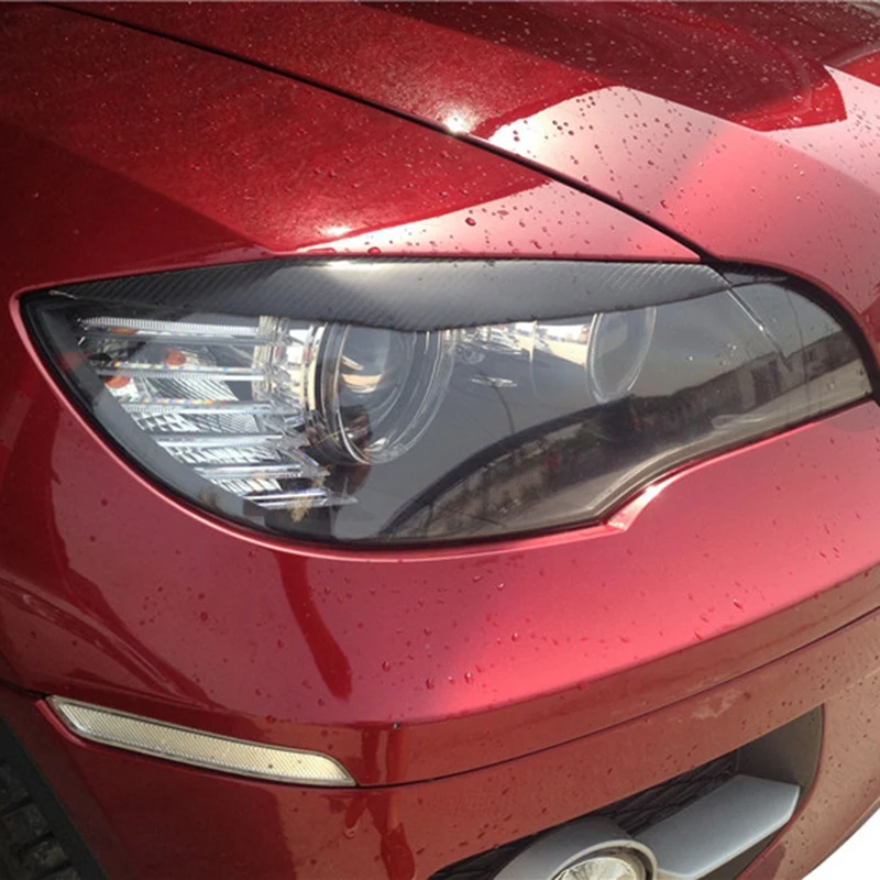 

Car Real Carbon Fiber Front Head Light Eyebrows Trim Cover Headlight Eyelid Accessories For-BMW E71 X6 X6M