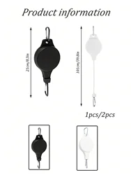 Adjustable Telescopic Plant Hanger with Retractable Pulley System for Baskets and Bird Feeders (Black2pcs)