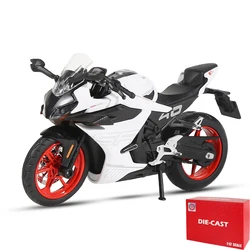 1:12 Alloy Metal Diecast Motorcycle with Sound & Light - High Simulation Race Replica Collection Gift (White Box)