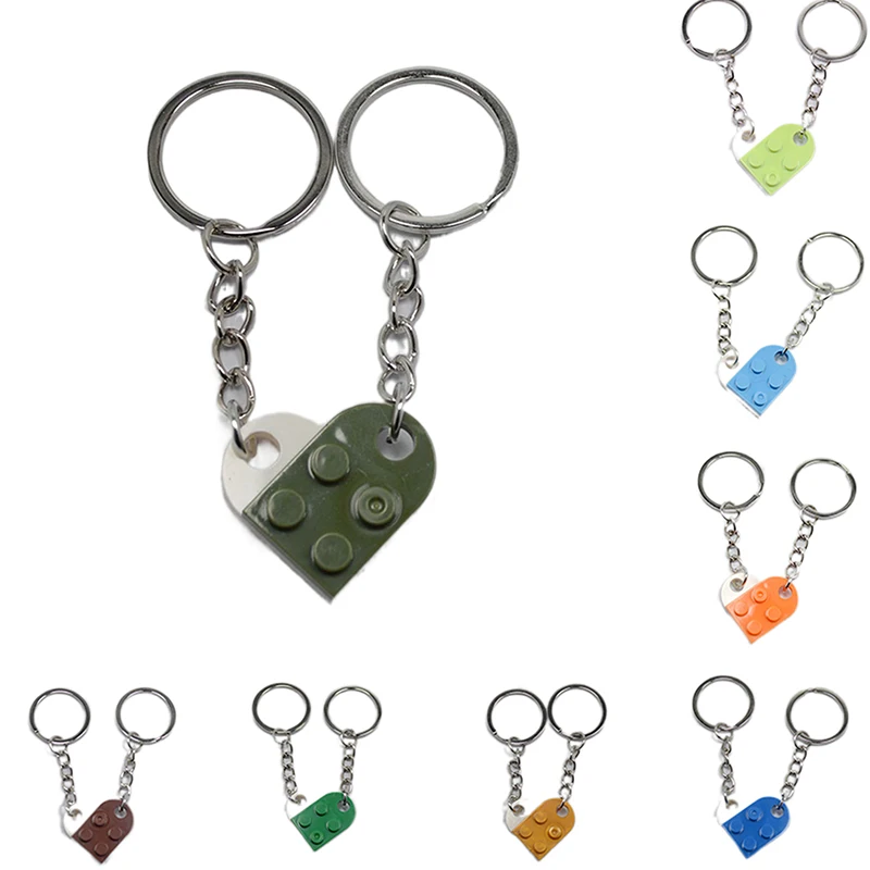 Cute Love Heart Building Block Keychains for Couples Women Separable Love Heat Key Ring Jewelry Gift factory price 50pcs lot sublimation blank necklace ornaments key chain key ring heart shape diy craft heat press transfer