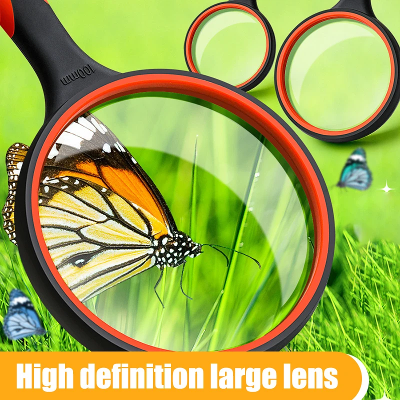 Large Lens Handheld Magnifier with Non-Slip Grip - 10X Magnification for Reading & Observation