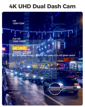 AZDOME Dash Cam GS63H Dual Lens 4K HD Dash Car Camera Night Vision WDR Car DVR Built-In GPS Wi-Fi G-Sensor Motion Detection 블랙박스