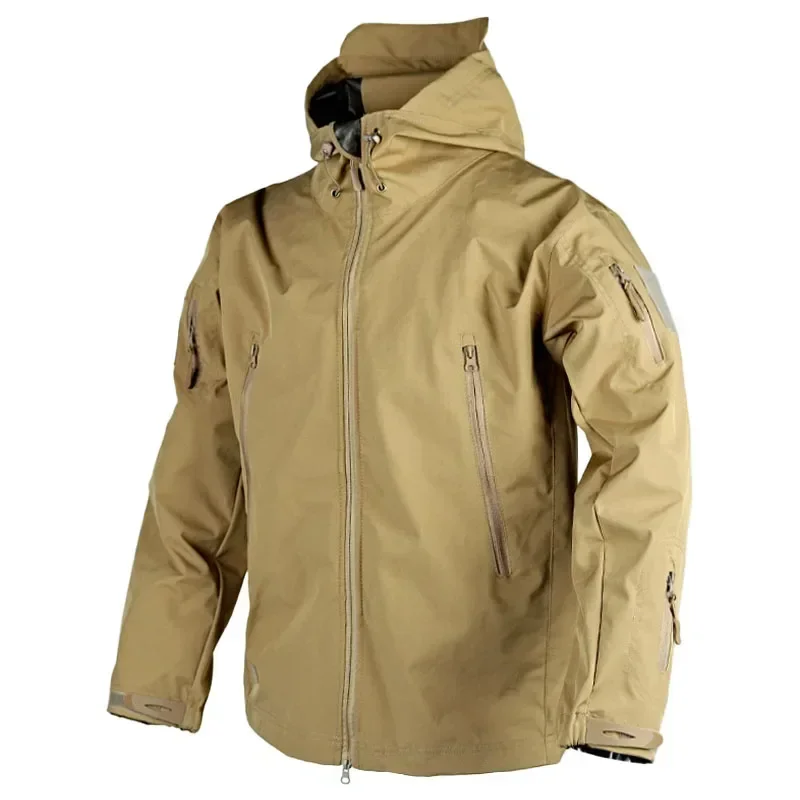 Camping Jacket Waterproof Tactical Jacket Men Spring Autumn Multi-pocket Wear-resistant Windbreaker Coat Hunting Shark Skin Thin Cargo Jackets