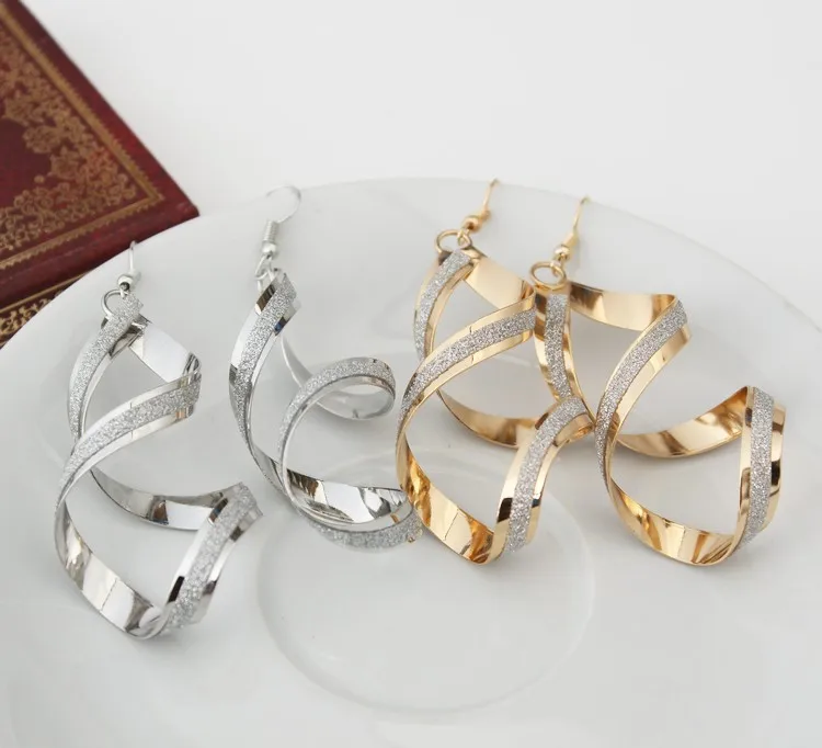Punk Gold Silver Color Metal Spiral Earrings For Women Long Wave Dangle Drop Earings Statement Jewelry dangle earrings drop earrings long earrings