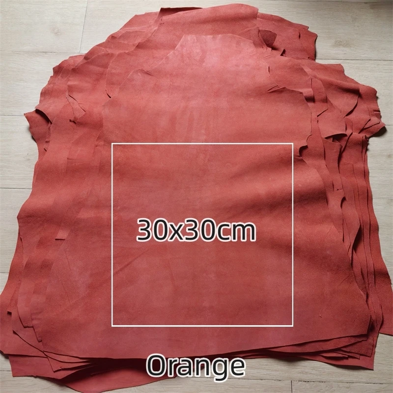 오렌지 프로스트 스킨, 0.6mm, 0.7mm 첫 번째 레이어 가죽 진짜 가죽 원단. 수제 DIY 내부. 전체 양가죽