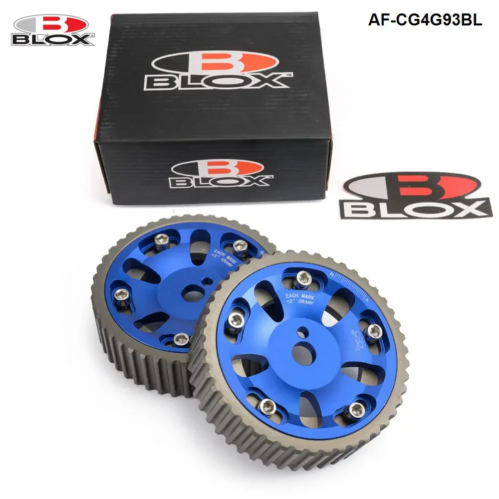 Blox Aluminum Racing Adjustable Vernier Cam Gears Pulleys AF-CG4G93BL For Mitsubishi Mirage 93-02 4G93 Dohc Engine