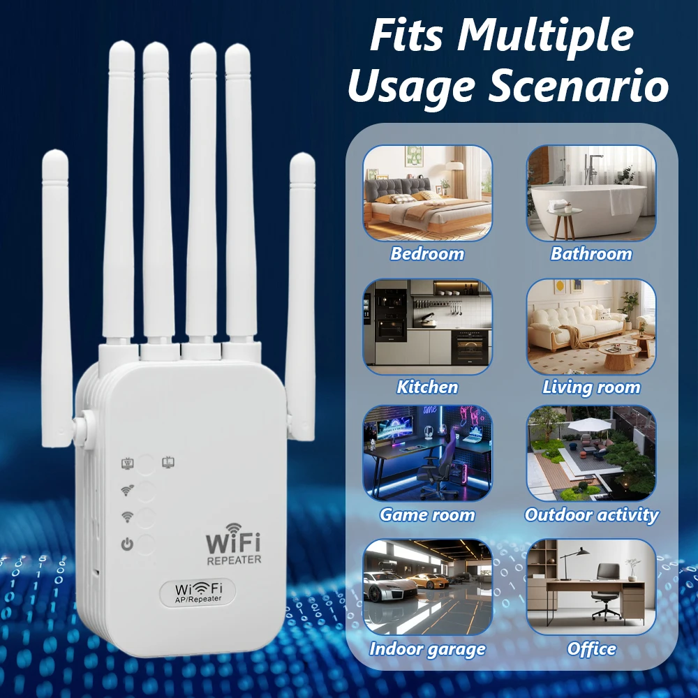 Wireless WiFi Repeater Wifi Signal Booster Dual Band 2.4G 5G WiFi Extender Gigabit WiFi Amplifier WPS Router 1200/300Mbps Househ - 3