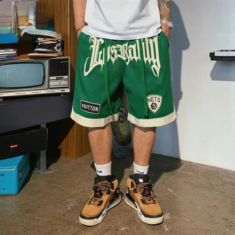 Y2k Shorts Mens Harajuku Hip Hop Alphabet Graphic Oversized