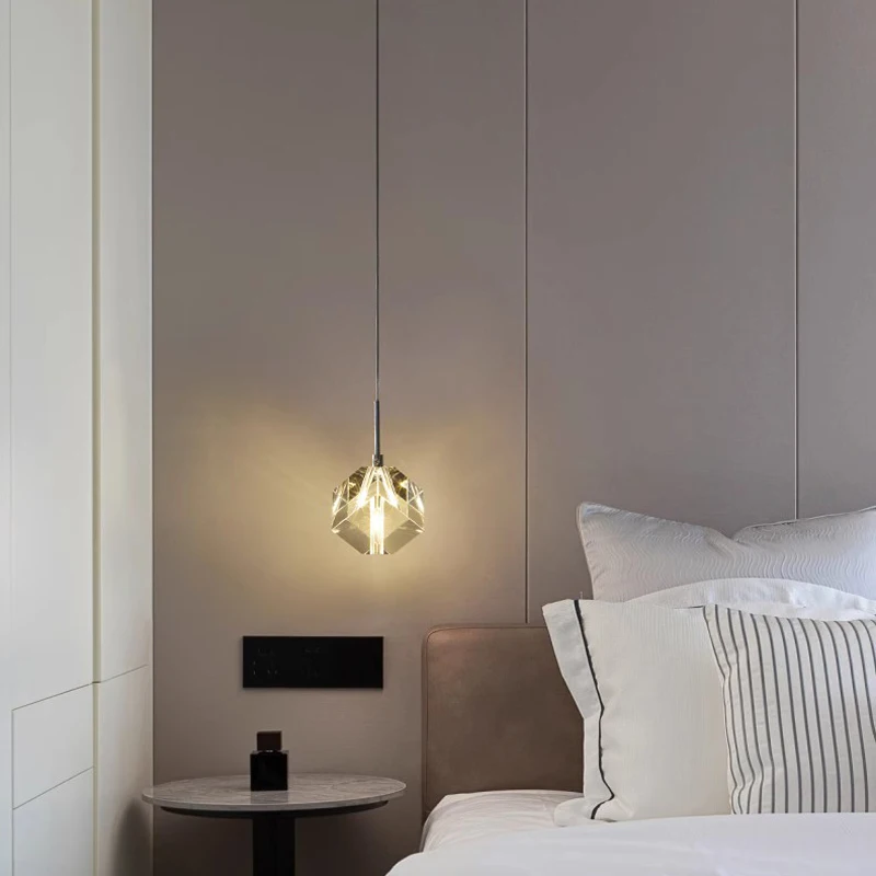 Bedroom Bedside Crystal Pendant Lamps Nordic Restaurant Bar Desk Study Chandelier Modern Adjustable Small Hanging Lights pendant lights pendant lamp chandelier lighting vintage pendant lights