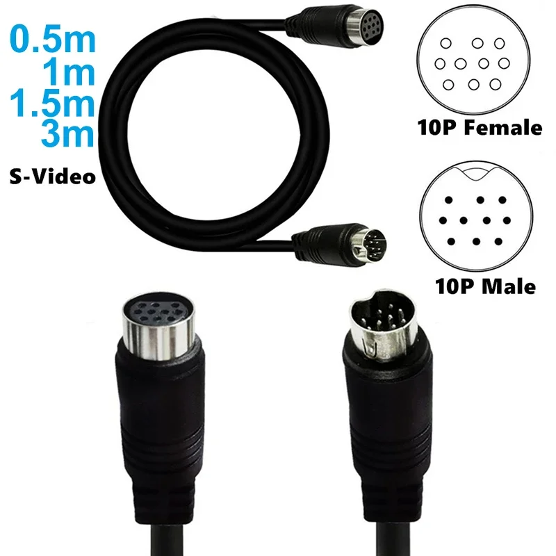 s video mini din cabo 10 pinos conector 05