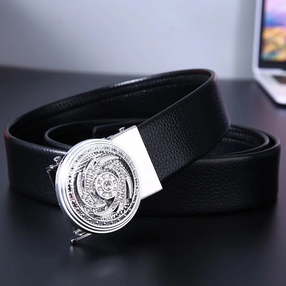 White Belt Men's Automatic Buckle Simple Trend Jeans Trendy Men's Fashion Adjustable 70 To 125cm Length Gift Belt For Any Men