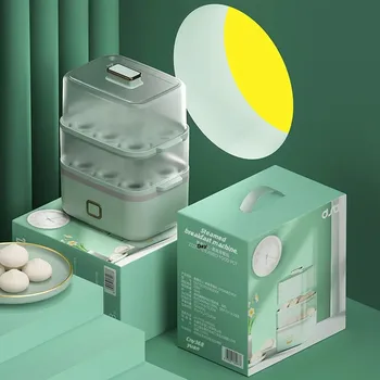 Small Home Use Breakfast Machine Steamed Egg Cooker Multi-Function Double Layer Steamer Food Steaming Appliance