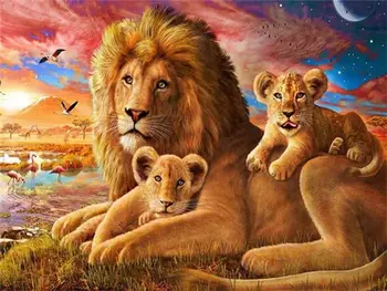 Lion with cubs African wildlife painting by numbers Lion with cubs African wildlife painting by numbers