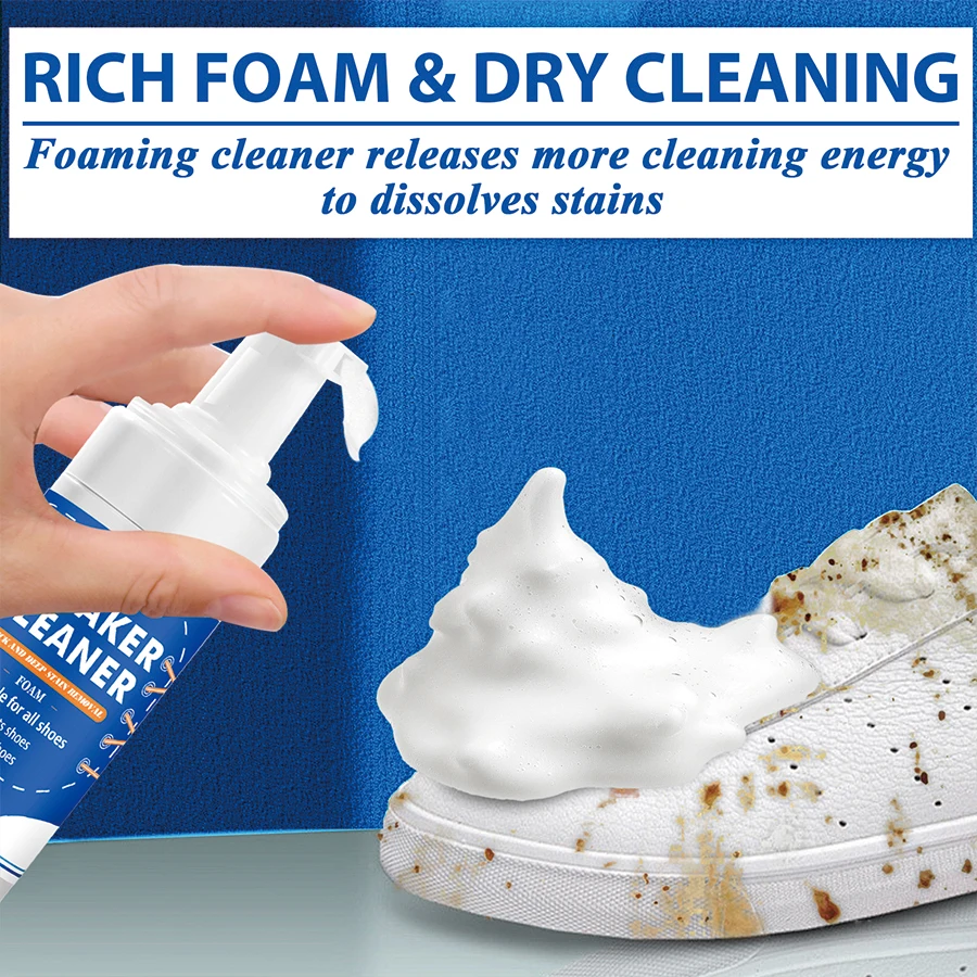 White Shoe Cleaner Kit for Sneakers Canvas Nubuck Suede Decontamination Sneaker Cleaner Foam with 2 Brush and 1 Towel Set 3