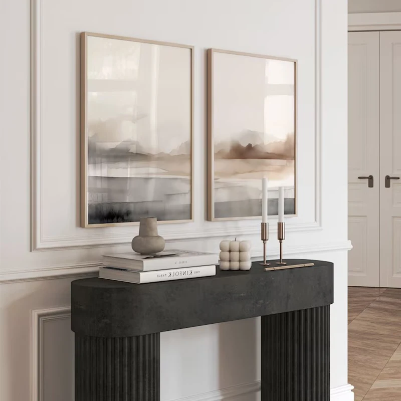 Quadro su tela senza cornice, stile scandinavo, con paesaggio neutro ad acquerello, linea astratta, minimalista, per decorazione murale, casa e camera da letto - immagine 3