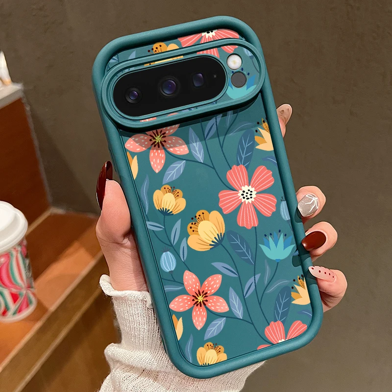 Vibrant Floral Shockproof Phone Case in Solid Colors
