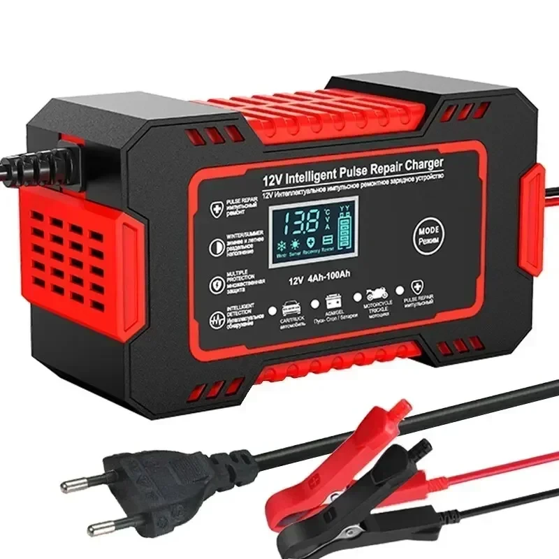 Car Battery Charger 12V 6A Full Automatic  Power Pulse Repair Chargers Wet Dry Lead Acid Battery Chargers Digital LCD Display