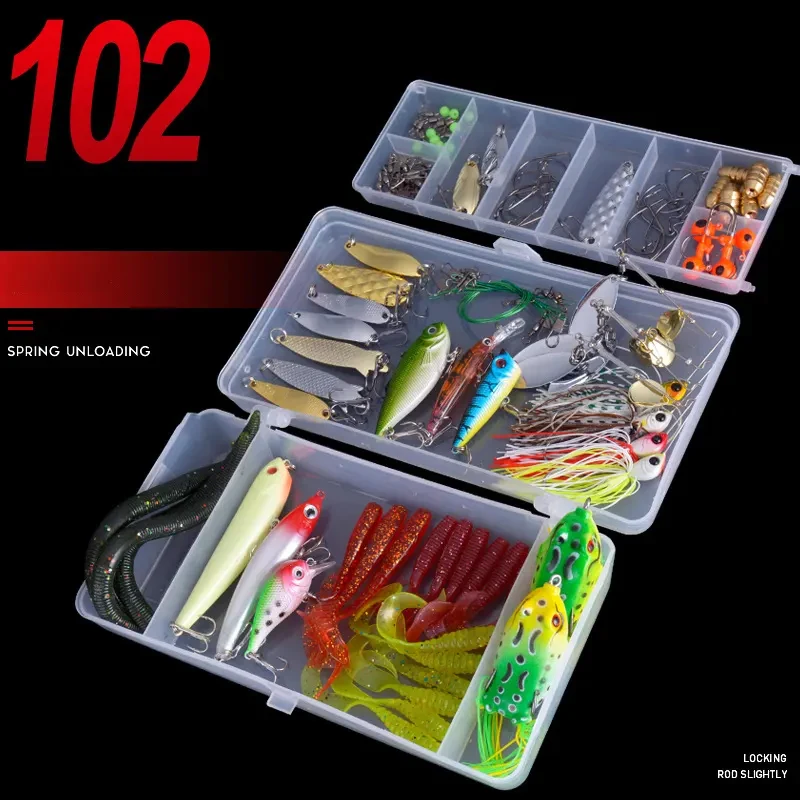 Kit De Leurres De Pêche Mixtes, Appâts Artificiels Souples Et Portables Pour Pecheurs Appats Artificiels Resistants A Lusure~p124893900