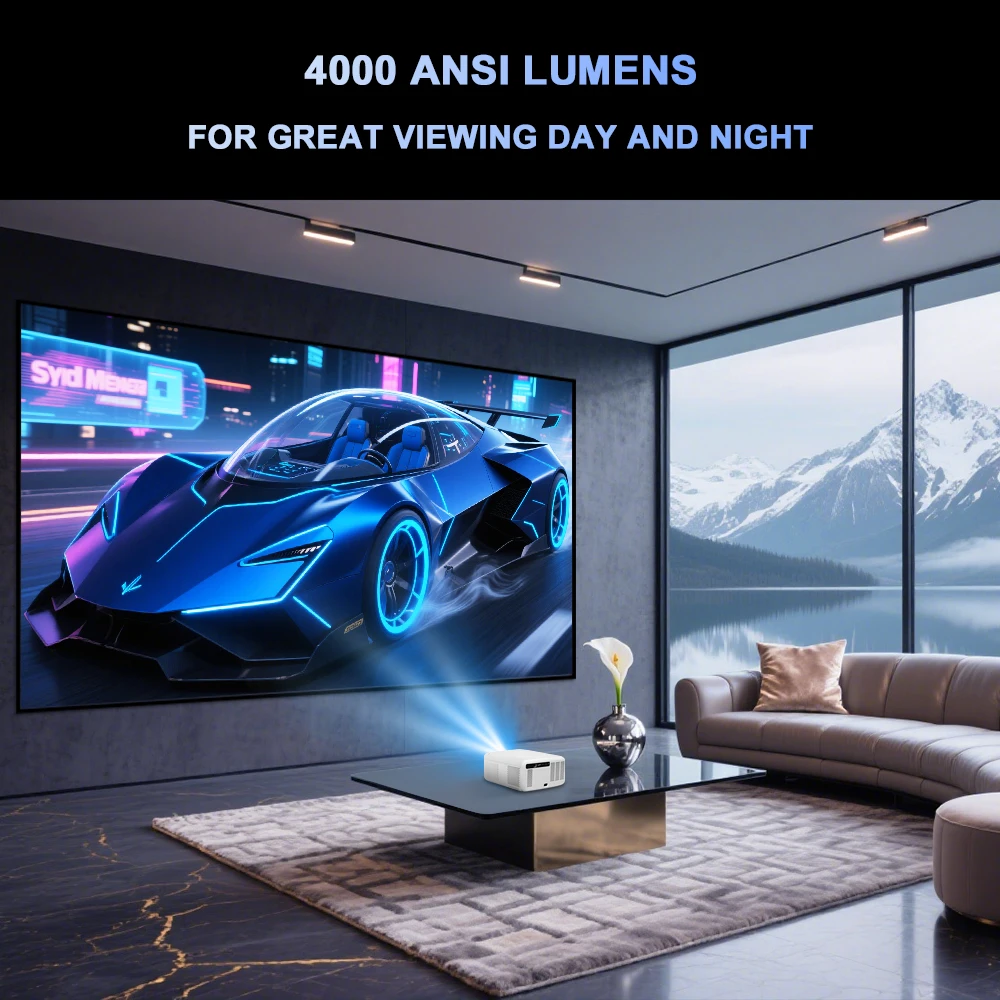 플릭스톤 D10S 1080P 프로젝터 안드로이드 15.0 4000ANSI 루멘 고휘도 풀HD 4K 디코딩 HDR MEMC 홈시어터