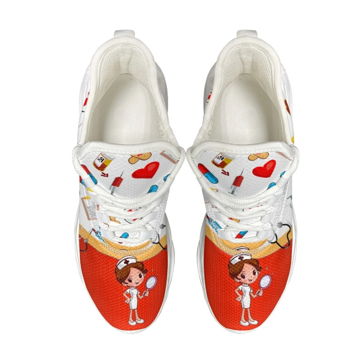 Kawaii Cartoon Nurse Hospital Pattern Autumn Winter Sport Shoes Outdoor Travel Breathable Woman Soft Sneakers Print On Demand 2